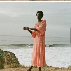 Doen Coral-Pink Printed Maxi Dress